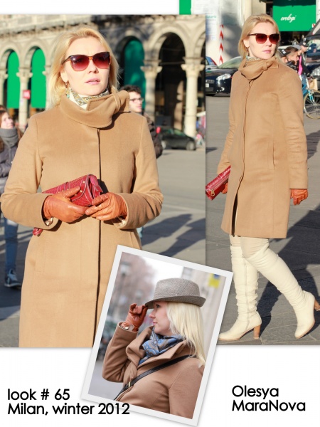 пальто цвета Camel, пальто Max&Co, коричневое пальто макс мара, лук весна 2012