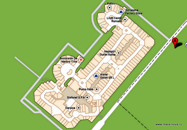 castel romano outlet map
